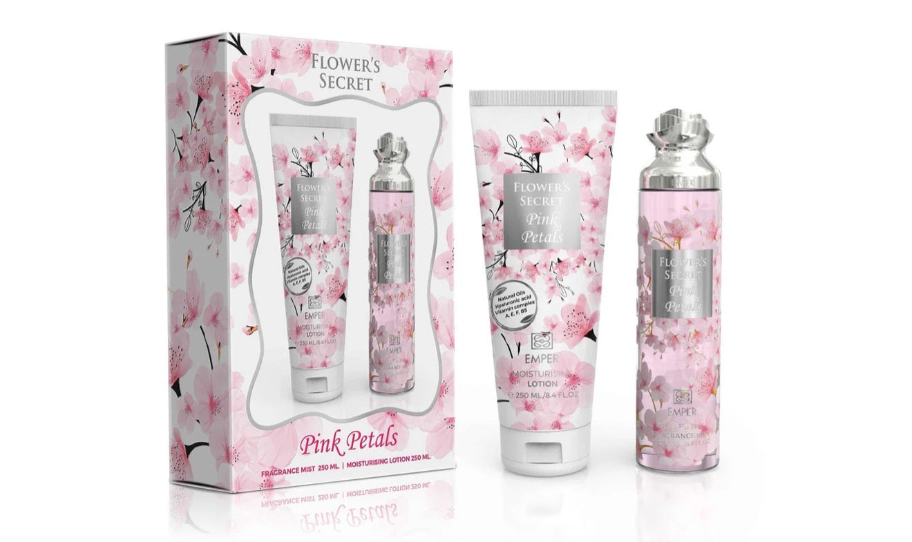 Flower’s Secret Gift Set – Pink Petals (Body lotion + free body mist)