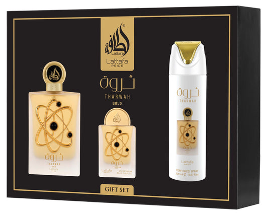 Tharwah Gold 3pc Gift Set - Lattafa
